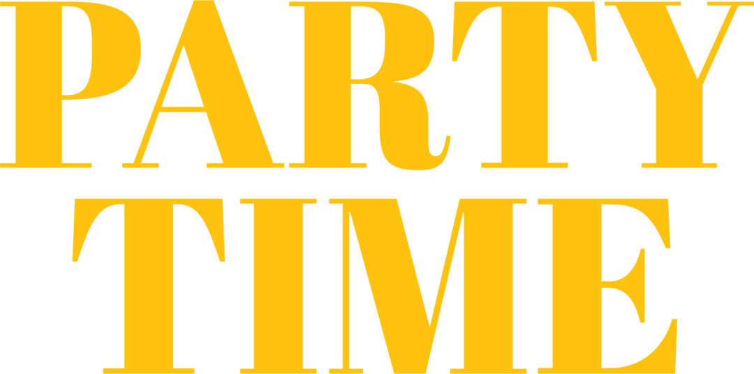 Party Time Bold Yellow Text on Transparent Background