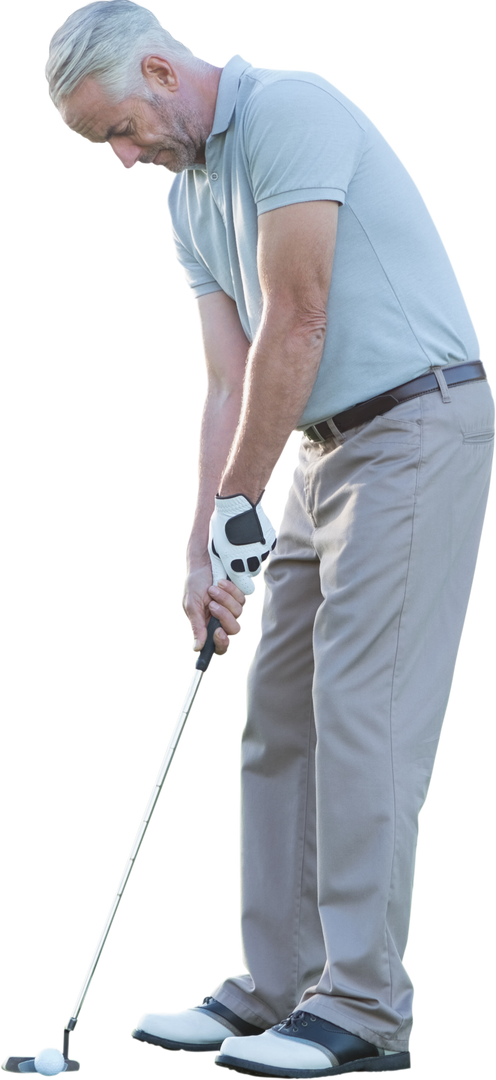 Senior Caucasian Male Golf Player Actively Putting Ball On Transparent Background - Download Free Stock Images Pikwizard.com