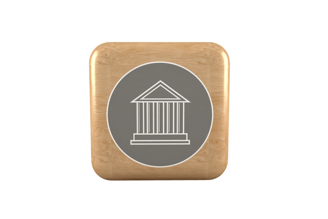 Transparent Wooden Cube with House Icon Vector Graphic