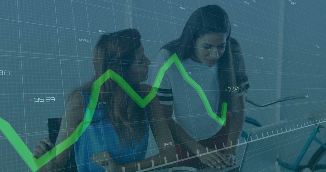 Women Analyzing Stock Market Data for Investment Decisions