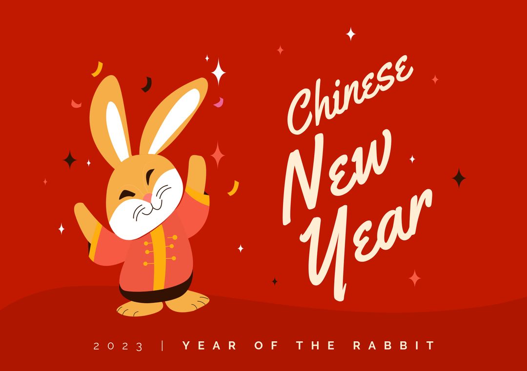 Chinese New Year Celebration with Joyful Rabbit Illustration