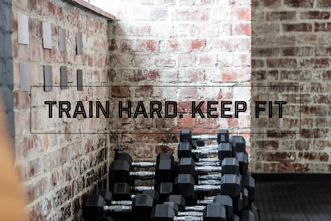 Motivational Fitness Message with Dumbbells and Brick Wall - Free Images, Stock Photos and Pictures on Pikwizard.com