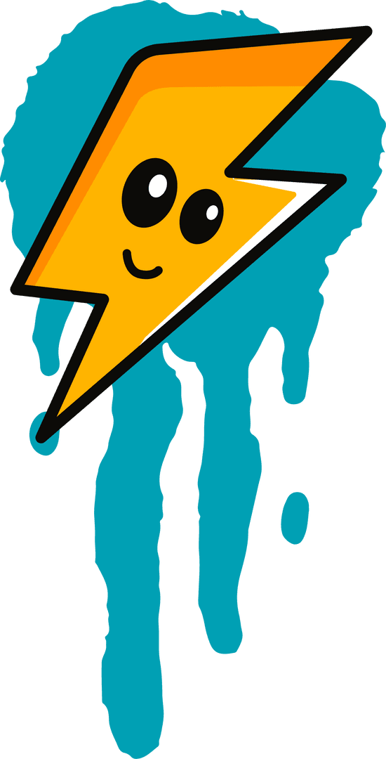 Cute Lightning Bolt with Teal Paint Splatter Overlay Transparent