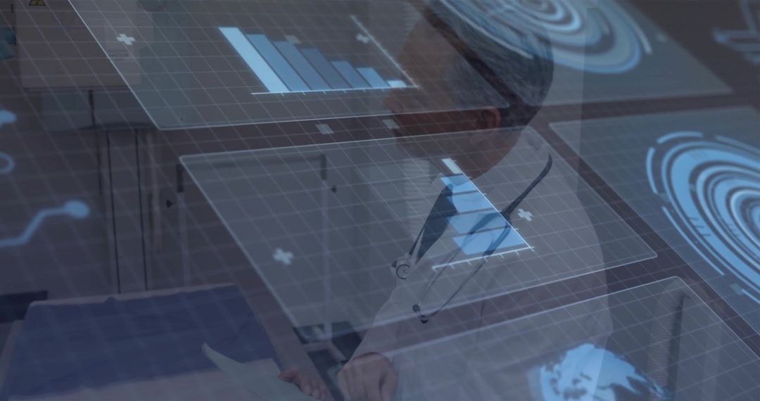 Doctor Reviewing Digital Patient Charts with Advanced Technology