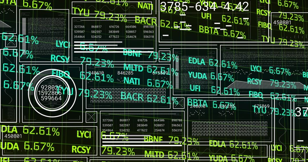 Futuristic Circuit Board with Digital Financial Data Overlay