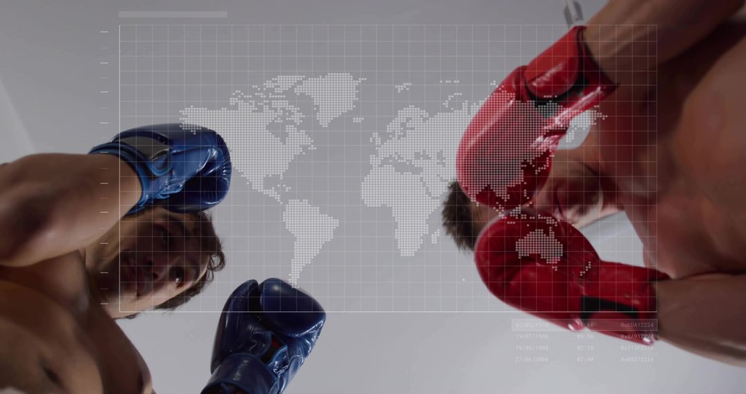 Dynamic Boxing Match with Digital World Map Overlay