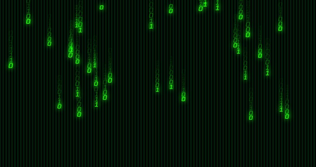 Binary Code Streaming on Digital Screen Background