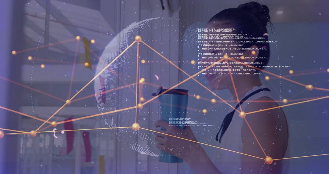 Innovative Woman Engaging with Futuristic Data Visualization