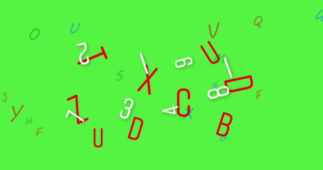 Abstract Alphabet Letters on Vibrant Green Background