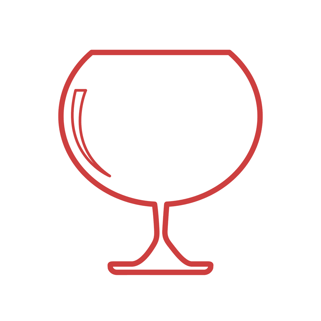 Red Cognac Glass Outline on Transparent Background Vector