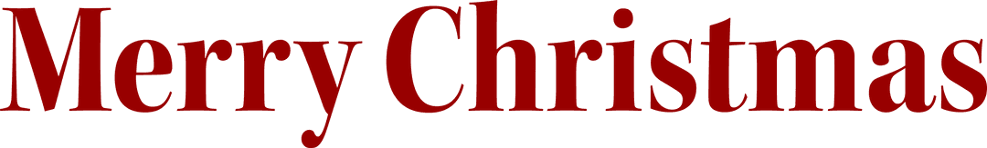 Merry Christmas Red Text on Transparent Background
