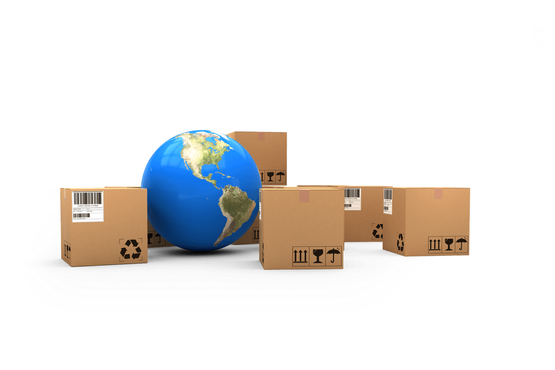 Global Parcels and Geography on Transparent Background