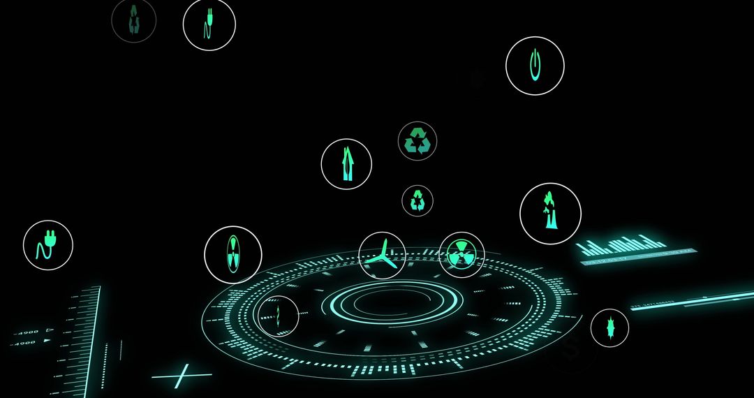 Futuristic Data Interface with Eco-Friendly Icons