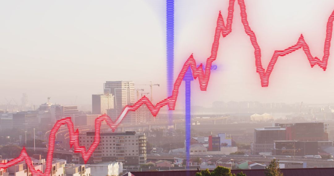 Abstract Financial Data Over Modern Urban Skyline