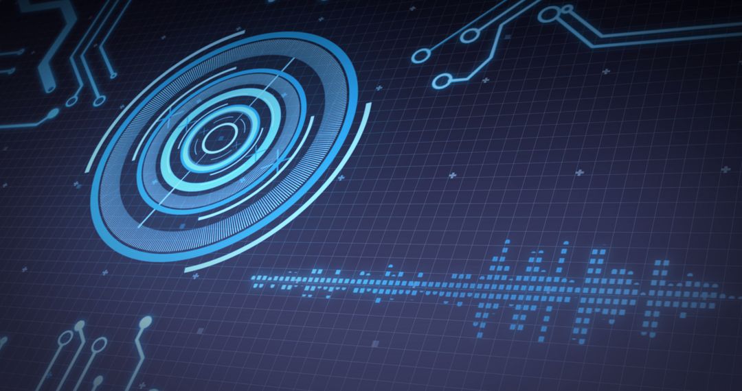 Futuristic Technology Interface with Digital Grid and Data Elements