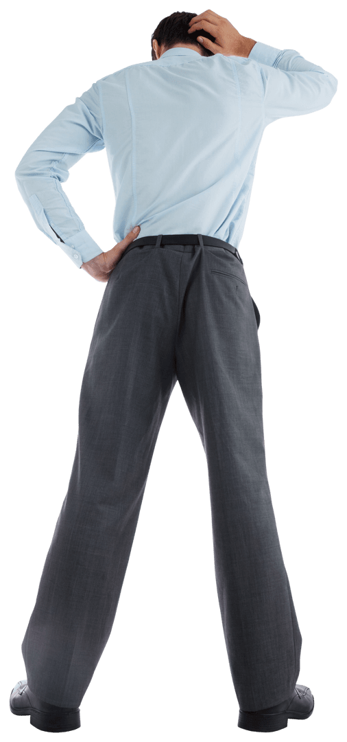 Transparent Businessman Confused Decision-Making Pose