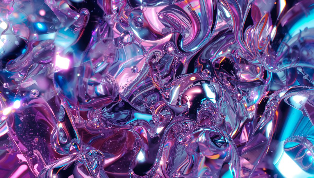 Futuristic Swirling Metallic Forms in Vibrant Abstract Art