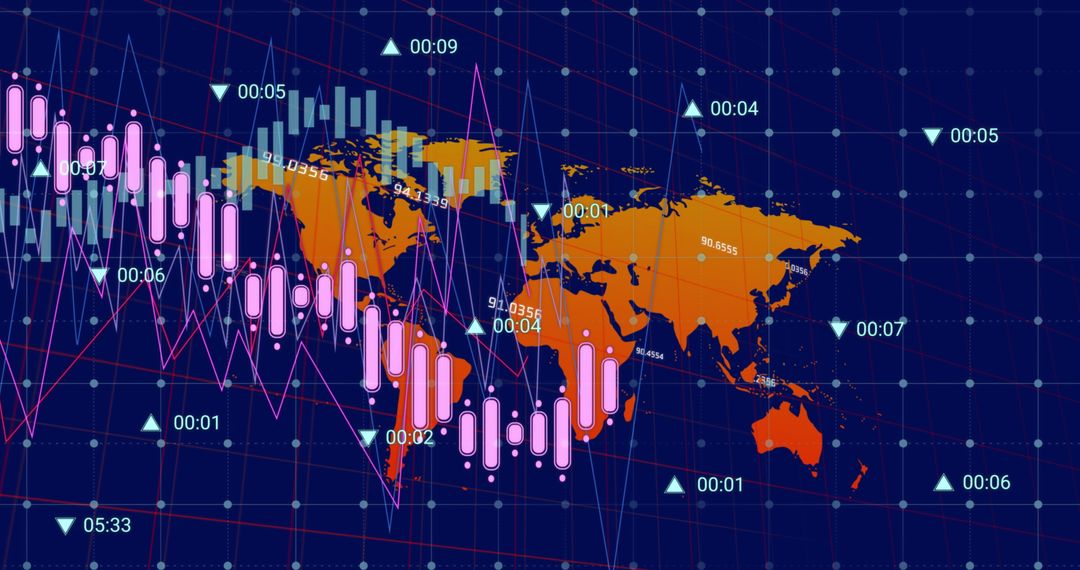 Global Financial Data Interface with World Map Background