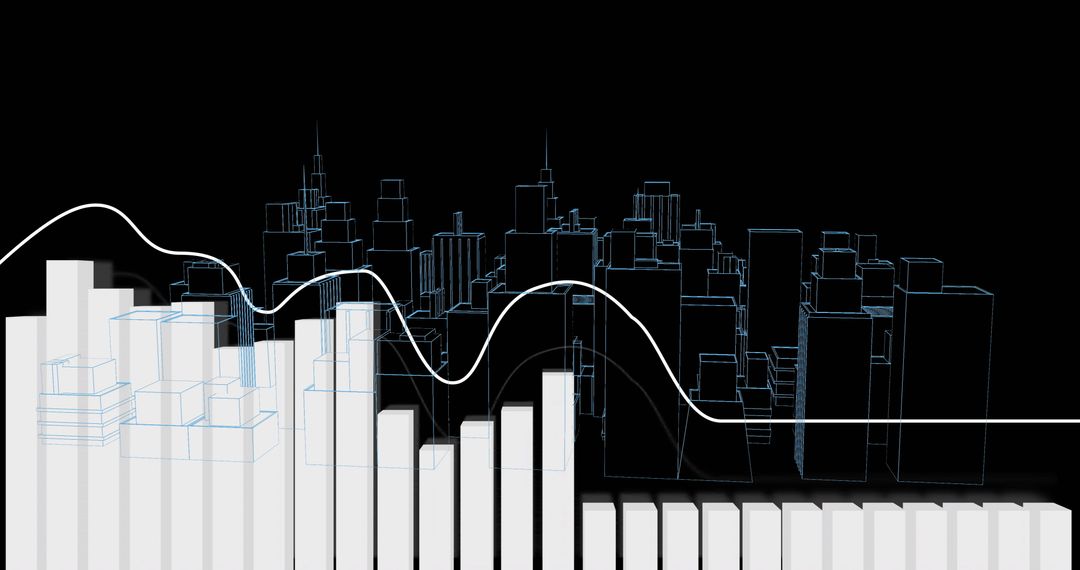 City Skyline with Dynamic Data Charts Overlay