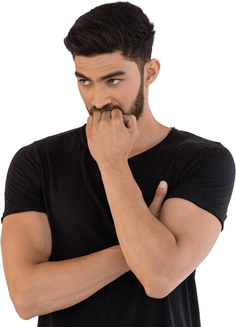 Thoughtful Man Posing with Transparent Background