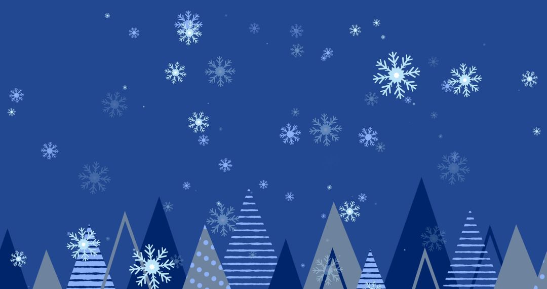 Falling Snowflakes Over Festive Winter Landscape