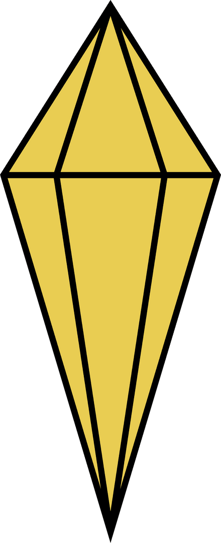 Yellow Faceted Prism with Transparent Background in Flat Design