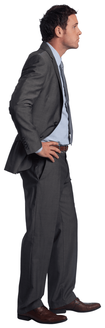 Transparent Serious Businessman With Hands on Hips