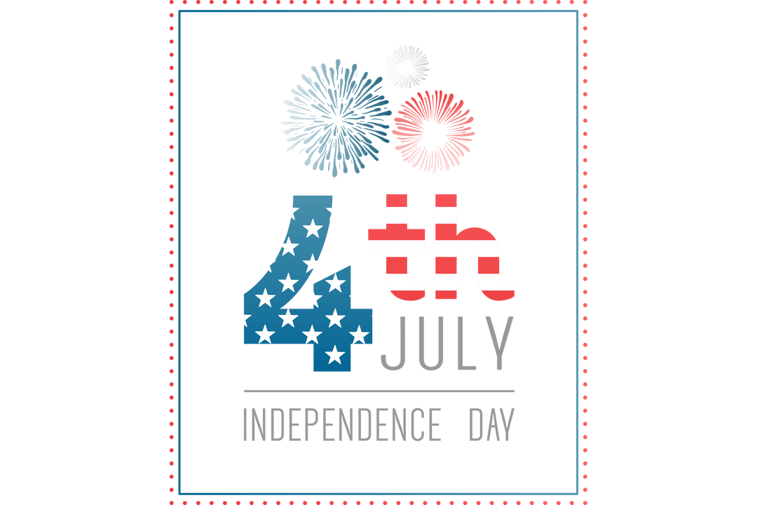 Independence Day Celebration on Transparent Background with Fireworks