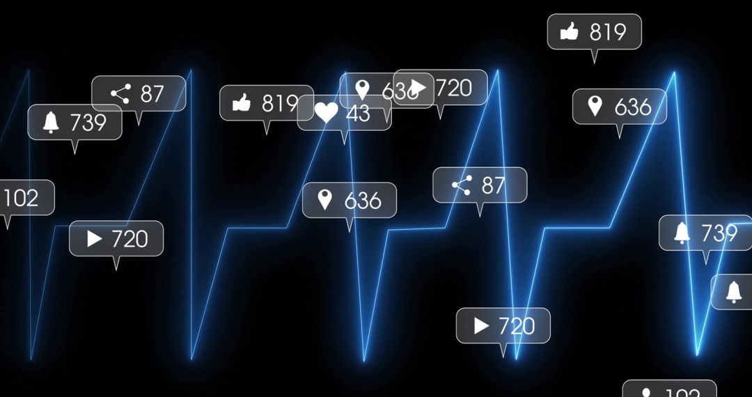 Digital Pulse with Social Media Interaction Icons