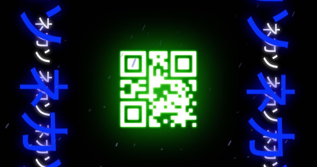 Neon QR Code with Futuristic Digital Interface