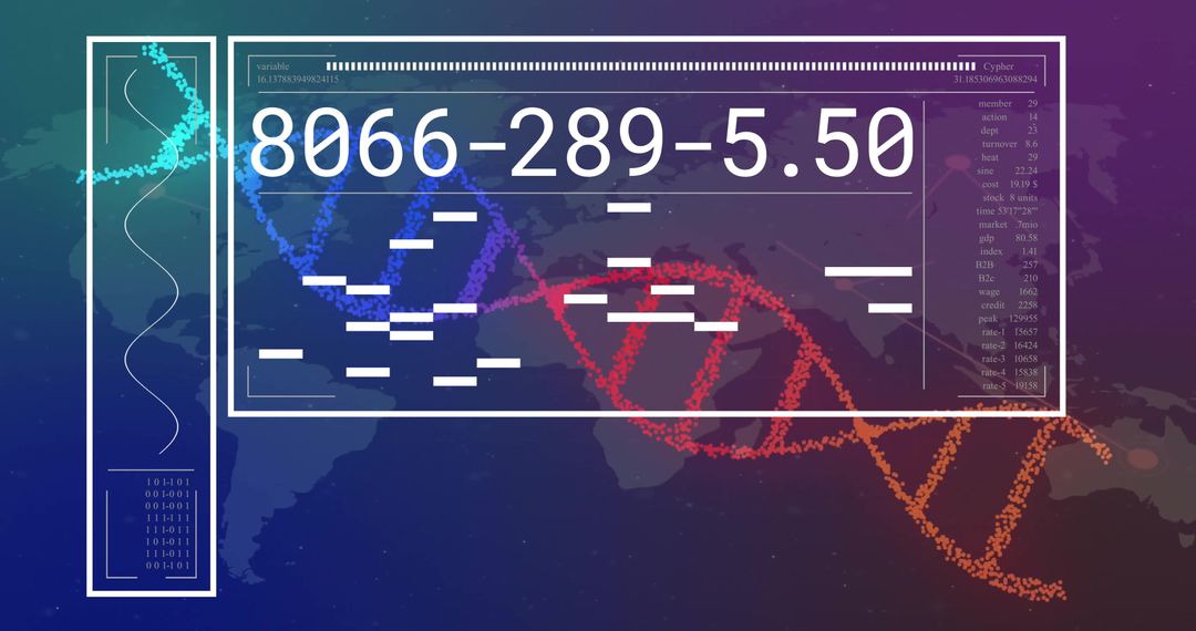 Colorful DNA Strand and Global Data Connection Background