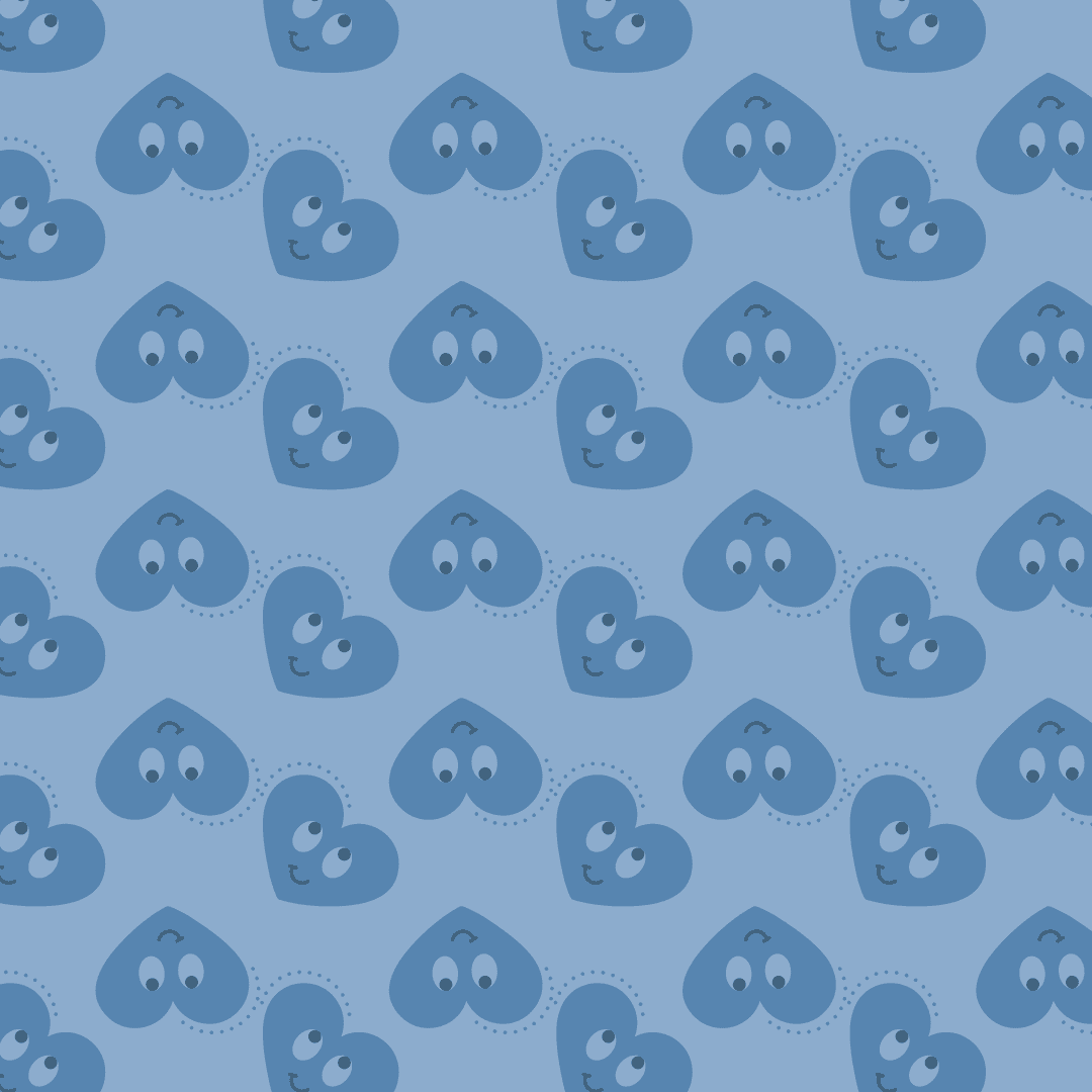 Smiling Blue Hearts Pattern on Transparent Background for Playful Designs