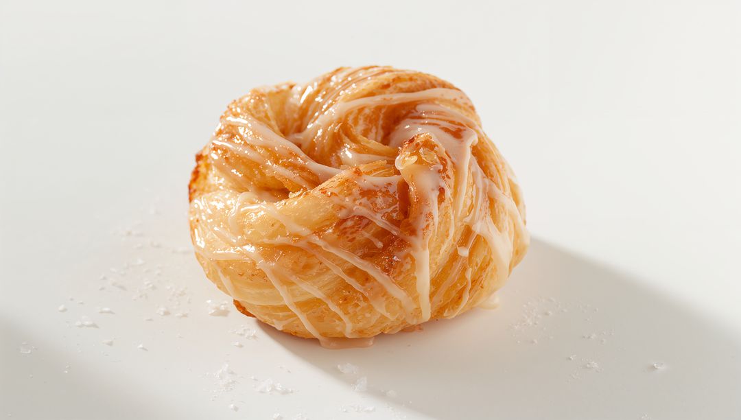 Glazed Twisted Laminated Pastry Knot Drizzled with Icing and Sparkling Sugar Crystals