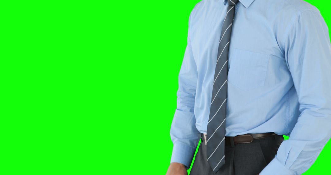 Businessman Attire Against Green Background with Copy Space