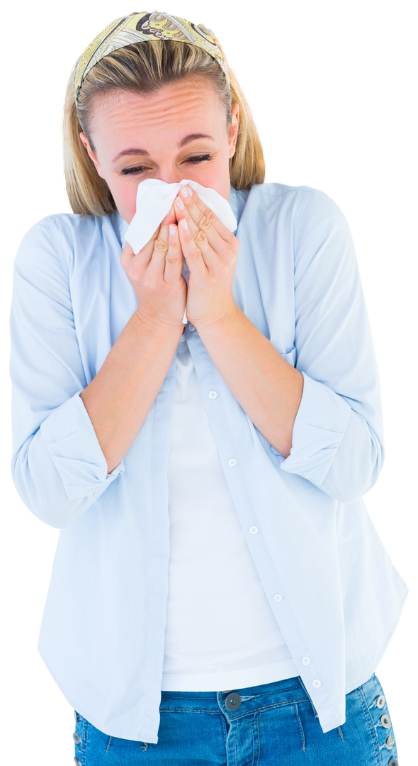 Sick Woman Sneezing in Transparent Background Isolated - Download Free Stock Images Pikwizard.com