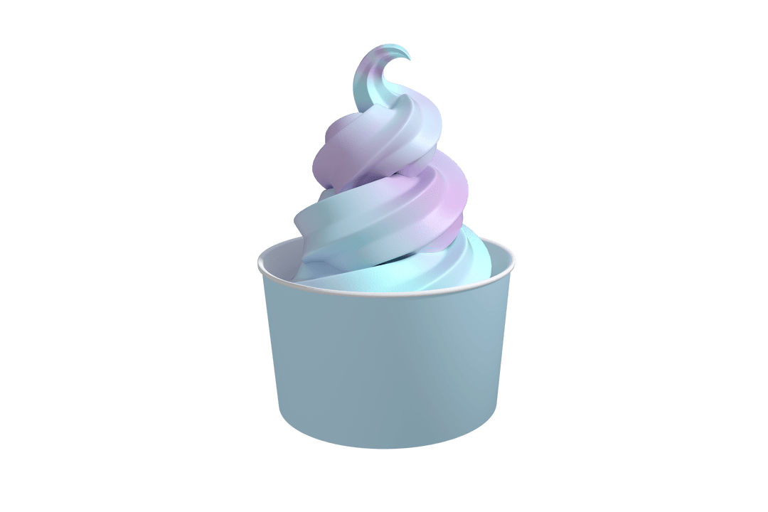Vector Ice Cream in Blue Cup on Transparent Background