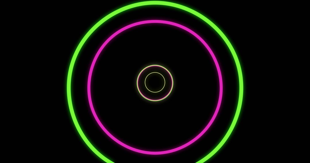 Neon Circles Glowing on Black Background