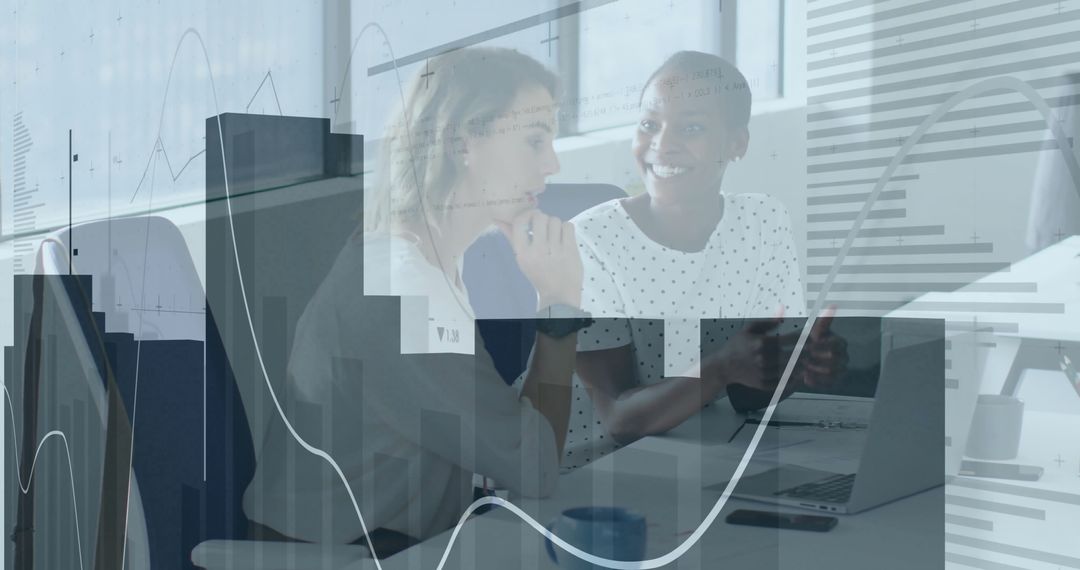 Diverse Professionals Collaborating with Financial Data Overlay