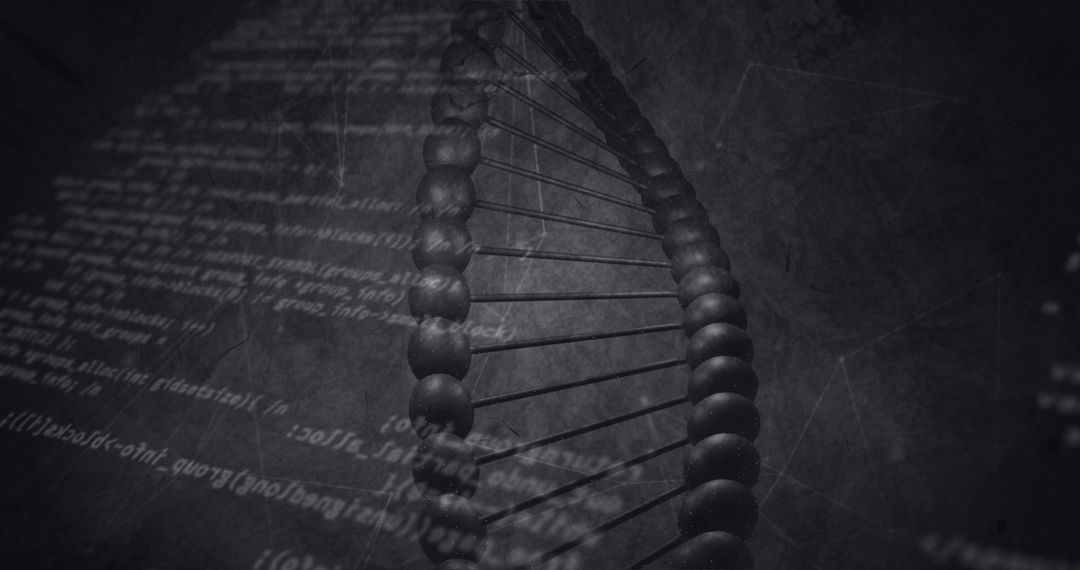 Abstract DNA Structure and Data Overlay Representing Science Technology