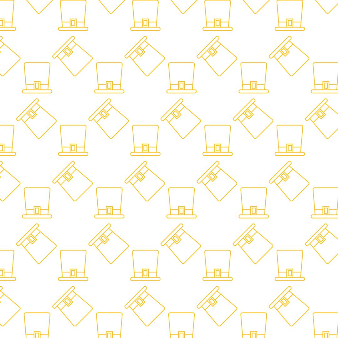Transparent Yellow Hat Pattern on Black Seamless Background