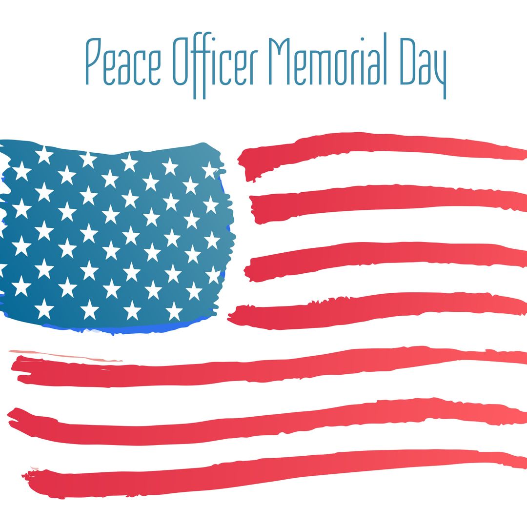 Graphic of Peace Officer Memorial Day with Abstract American Flag