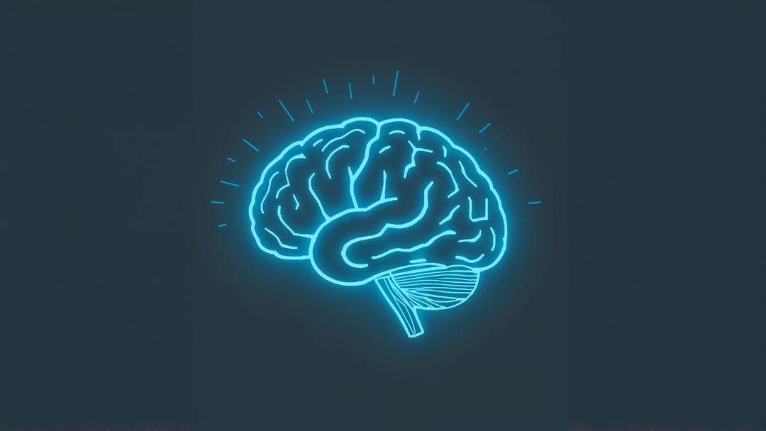 Neon Glowing Brain Icon Symbolizing Innovation and Technology