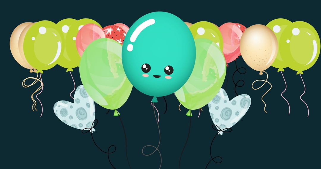 Colorful Balloons with Smiling Expression on Black Background