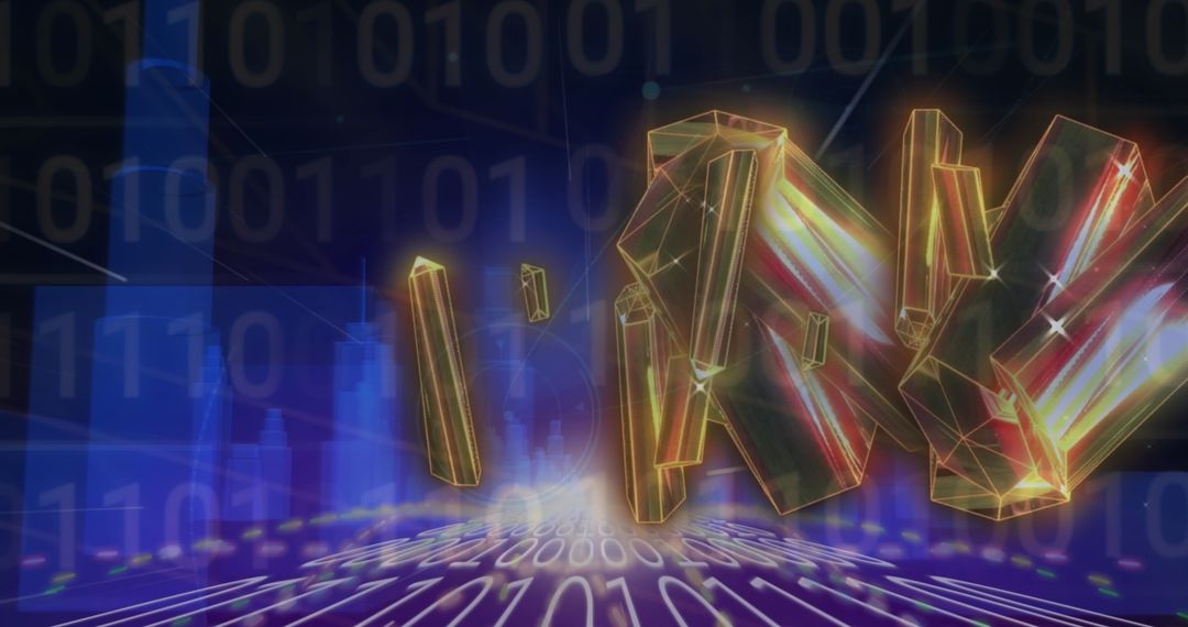Futuristic Crystalline Letters on Neo-Technological Landscape