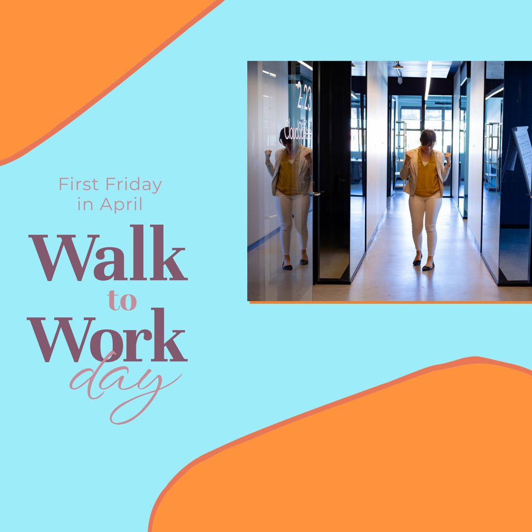 Office Corridor Walk to Work Day Encouraging Active Lifestyle