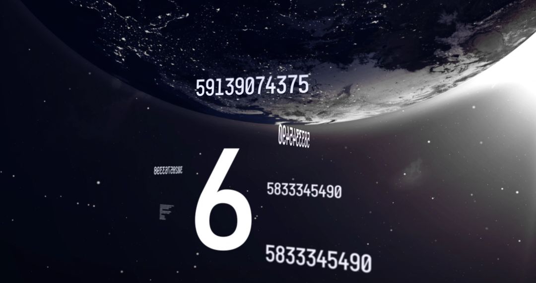 Space-Inspired Numeric Data Clouds Reflected Over Curved Surface