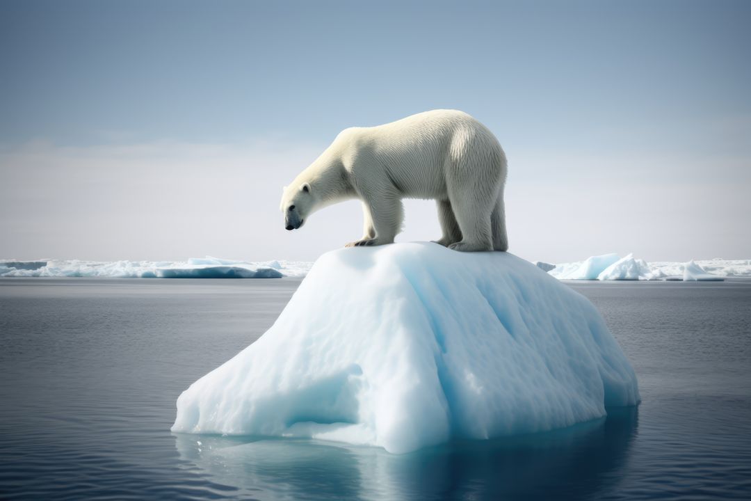 Polarbear standing on iceberg at sea created using generative ai technology - Free Images, Stock Photos and Pictures on Pikwizard.com