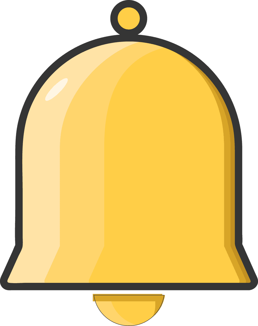 Shining Yellow Bell Icon with Transparent Background