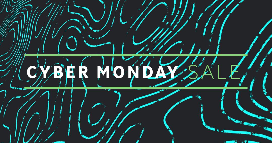 Cyber Monday Sale Digital Design with Abstract Green Waves