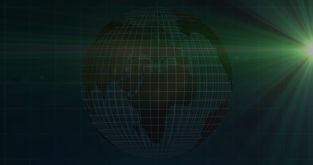 Digital Globe with Rotating Financial Data on Green Background